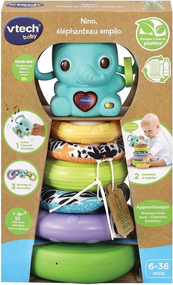 VTech NINO, ÉLÉPHANTEAU EMPILO 3 EN 1 4 VTech NINO, ÉLÉPHANTEAU EMPILO 3 EN 1 – Image 2