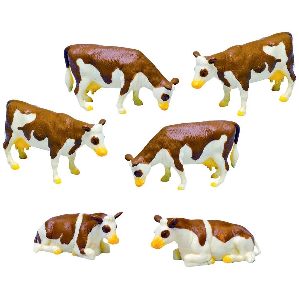 FIGURINES VACHES MARRONS ET BLANCHES 3 FIGURINES VACHES MARRONS ET BLANCHES