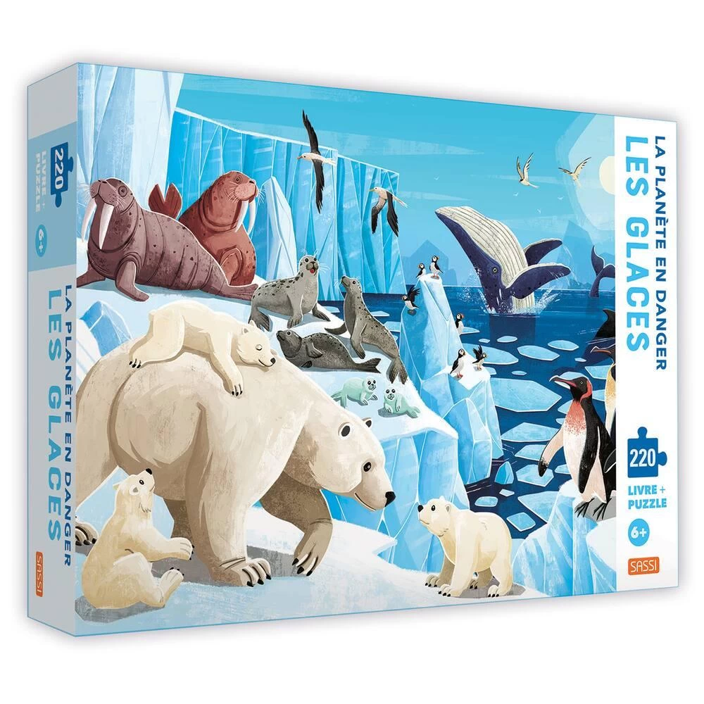 PUZZLE LA PLANETE EN DANGER 220 PIECES + LIVRE - LES GLACES 3 PUZZLE LA PLANETE EN DANGER 220 PIECES + LIVRE - LES GLACES